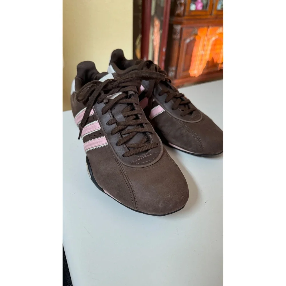 Y2K Adidas Goodyear Women's size 9 Sneakers Trainers Shoes Racing Brown And Pink